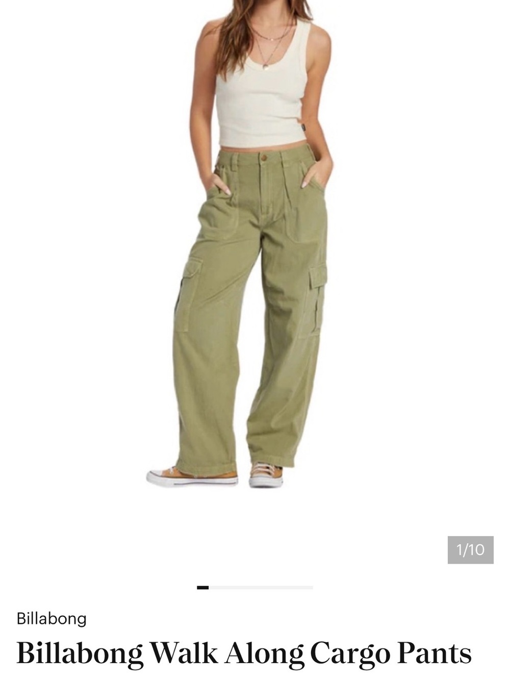 Billabong Olive Cargo Wide-Leg Pants
